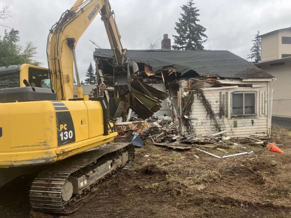 Demolition of home in King county, Wa